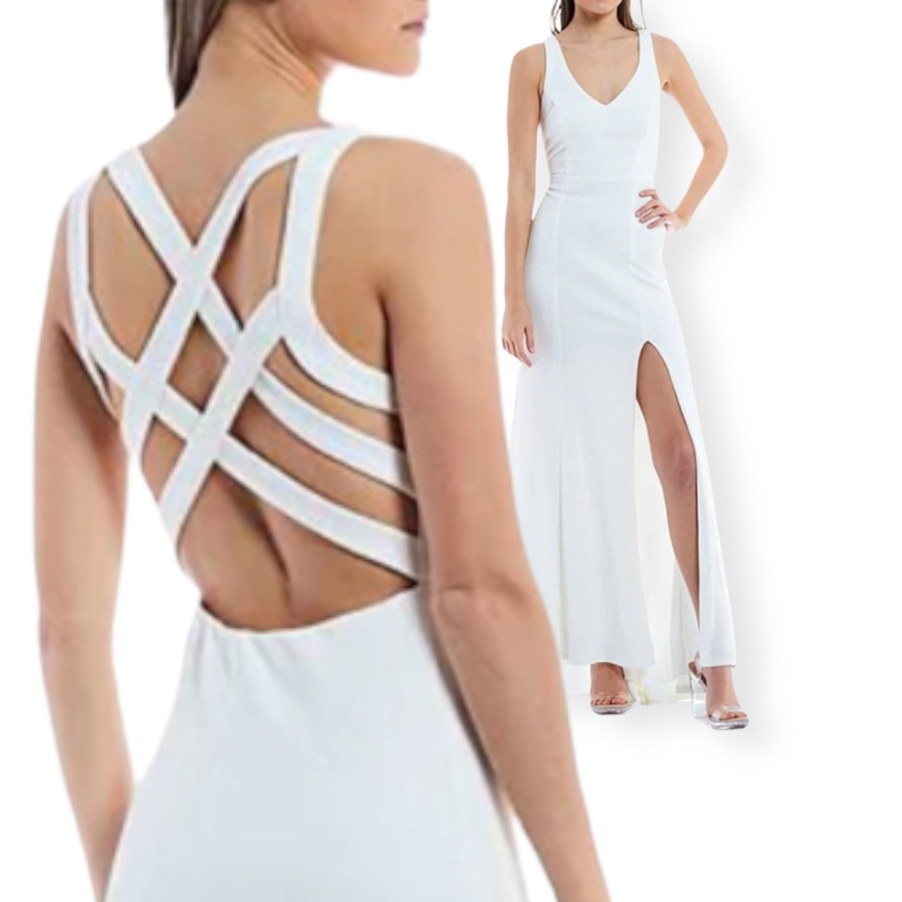 🤍Xtraordinary🤍Tank V-Neck Glitter Knit Strappy Back Slit Hem Dress, Sz 3